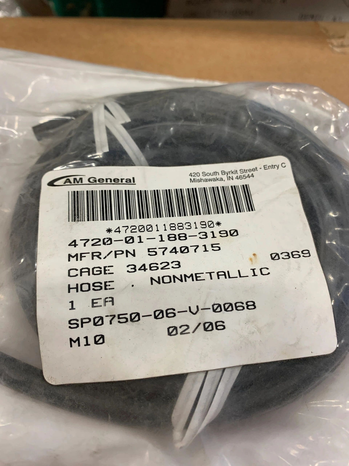 M998 NONMETALLIC HOSE 10', 5740715, 5573313-B, 4720-01-188-3190 NOS