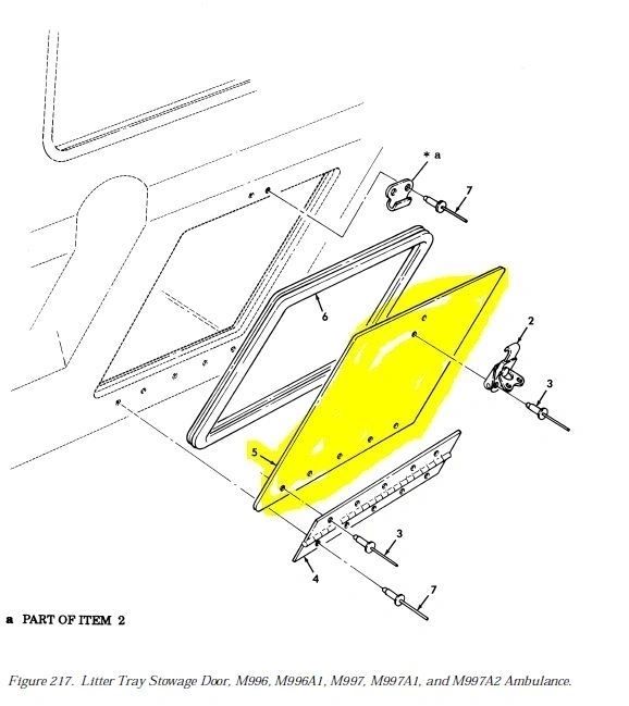 M998 LITTER TRAY ACCESS DOOR 5589336, 5342-01-275-0532 NOS