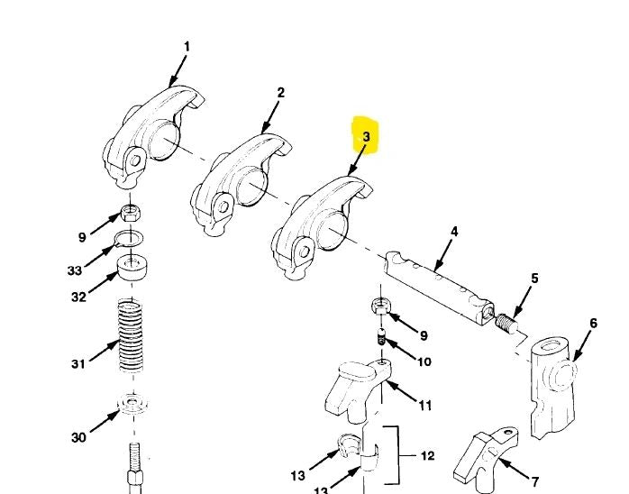 M1070 ENGINE ROCKER ARM, RIGHT, 5148475, 1DD101, 5111343, 2815-00-564-7192 NOS