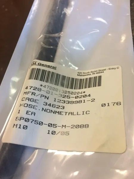 M998 VENTLINE HOSE 12339981-2, 4720-01-325-0204 NOS